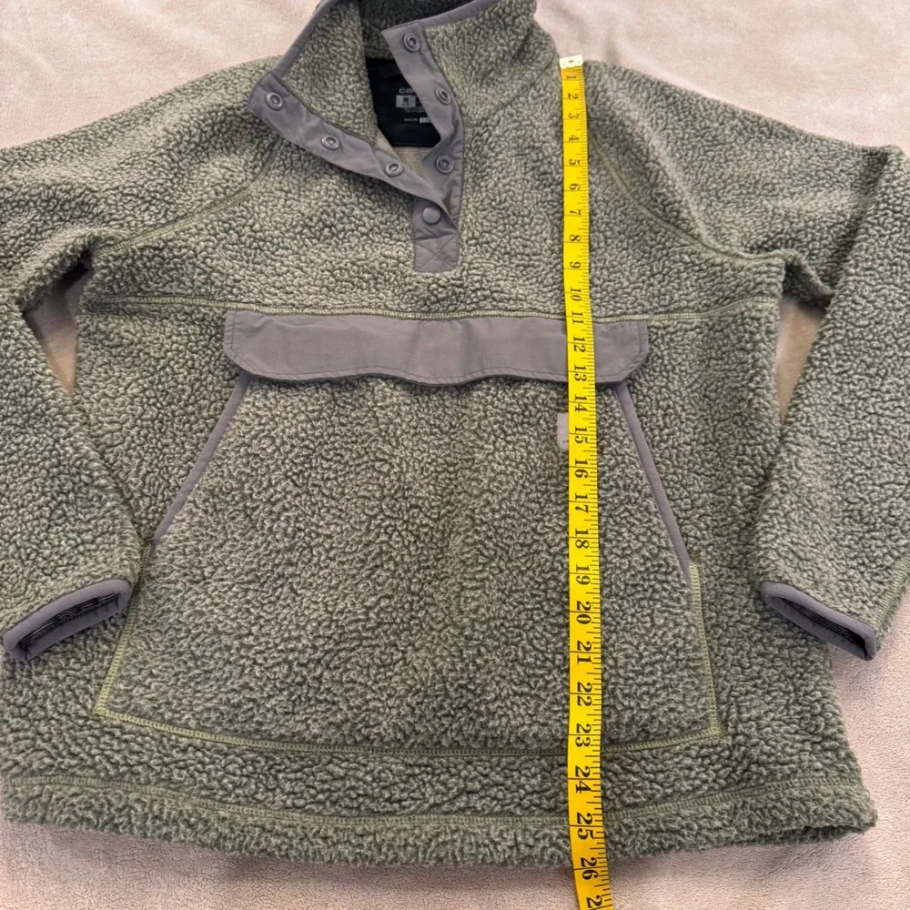 Carhartt OJ4991-W Sherpa Fleece Snap Pullover Sage Green Relaxed Fit Hiking Sz M